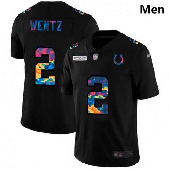 Men Indianapolis Colts 2 Carson Wentz Men Nike Multi Color Black 2020 NFL Crucial Catch Vapor Untouchable Limited Jersey